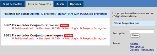 lista de proyectos en tecnonet